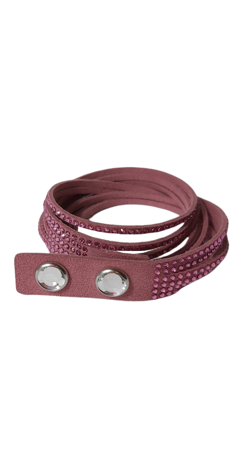 Brazalete Rosado Gamuza Cristales