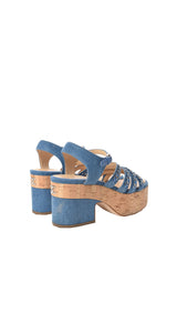 Sandalias Denim Cork Chain Wedg
