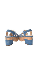 Sandalias Denim Cork Chain Wedg