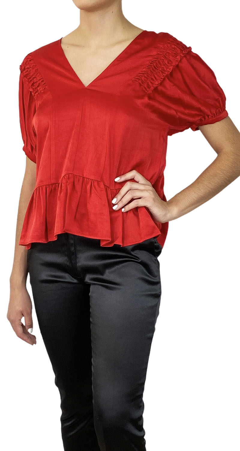 Blusa Roja Corrugada