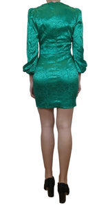 Vestido Mini Jacquard Flor Menta Verde