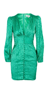 Vestido Mini Jacquard Flor Menta Verde