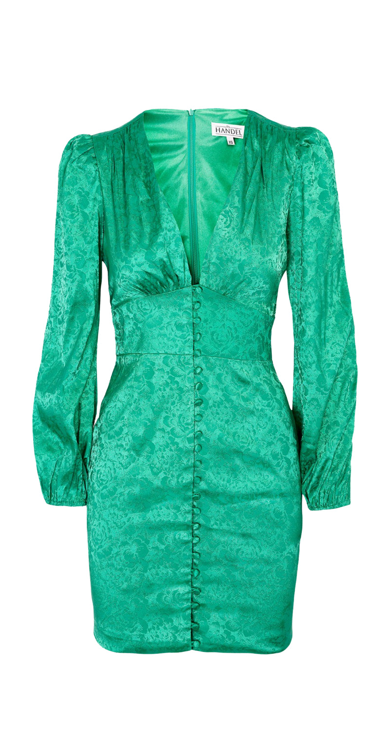 Vestido Mini Jacquard Flor Menta Verde