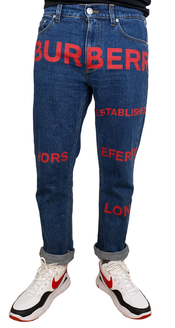 Straight Fit Horseferry Print Japanese Denim Jeans