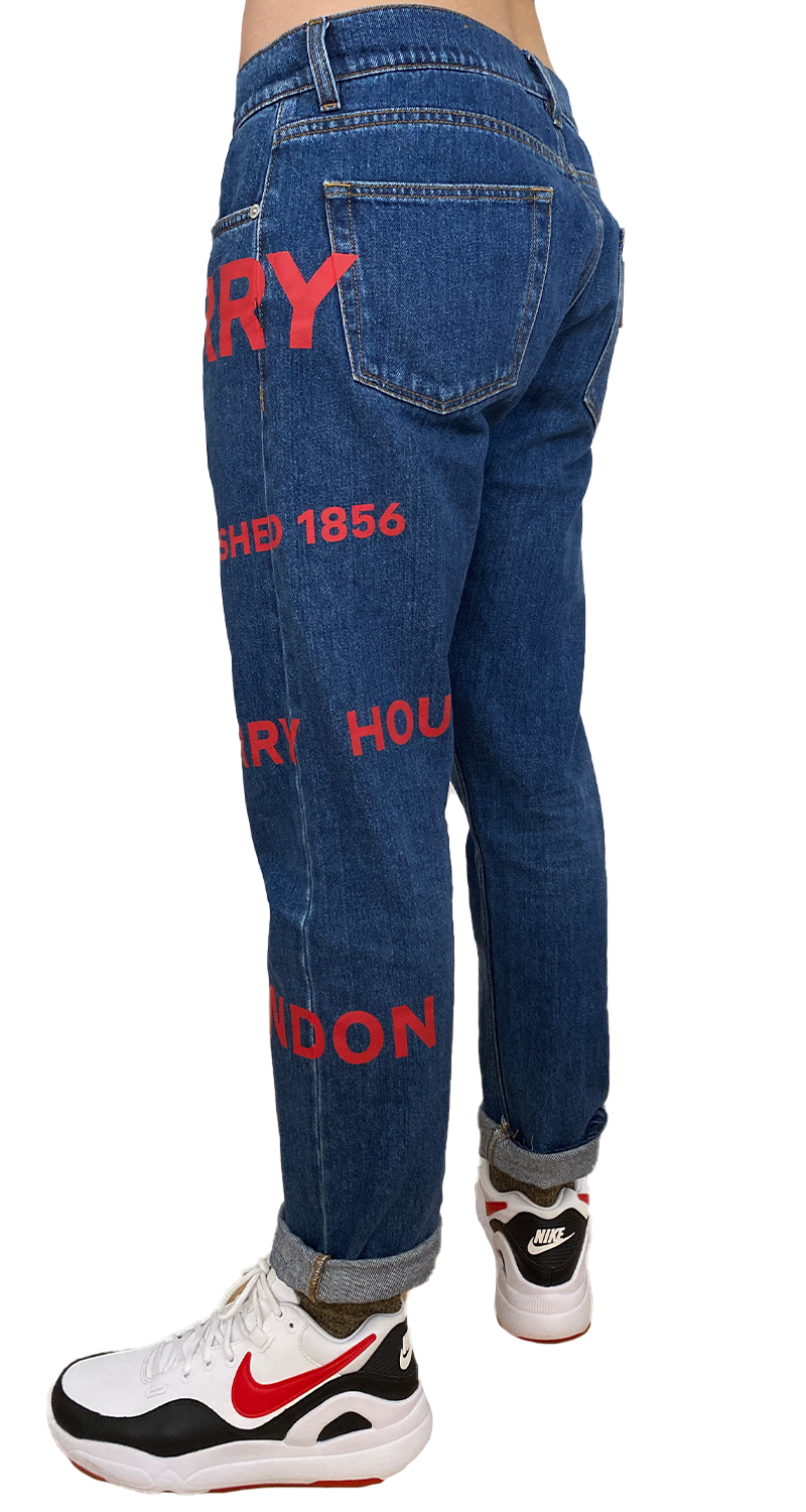 Straight Fit Horseferry Print Japanese Denim Jeans