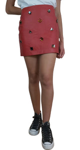 Pollera Mini Cuero Rojo