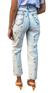 Jeans Azul Flores