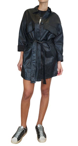 Chaqueta Oversize Efecto Cuero Negro