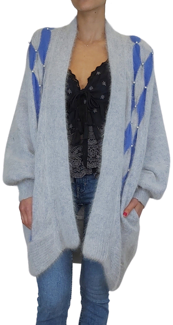 Cardigan Angora Gris Perlas