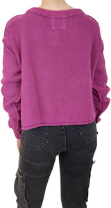 Sweater Crop Tejido Rosado