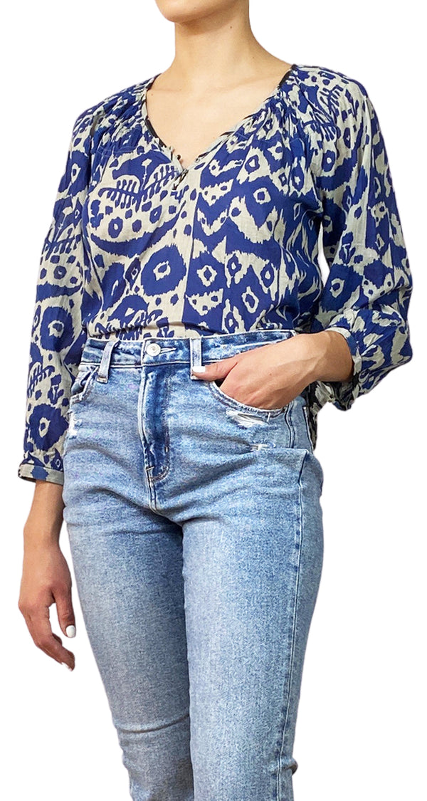 Blusas Azul Botones
