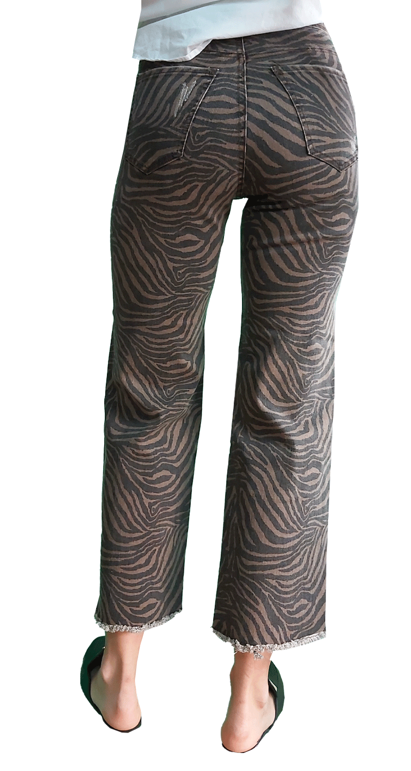 Pantalón Denim Animal Print Cebra