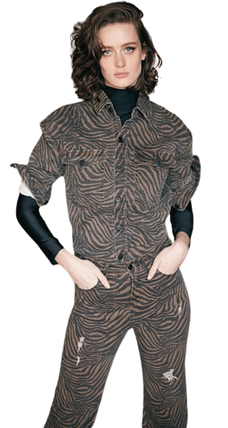 Pantalón Denim Animal Print Cebra