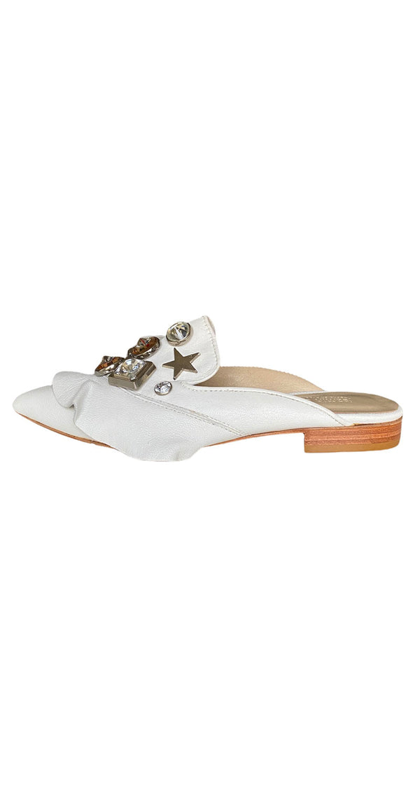 Mules Blancos Tachas