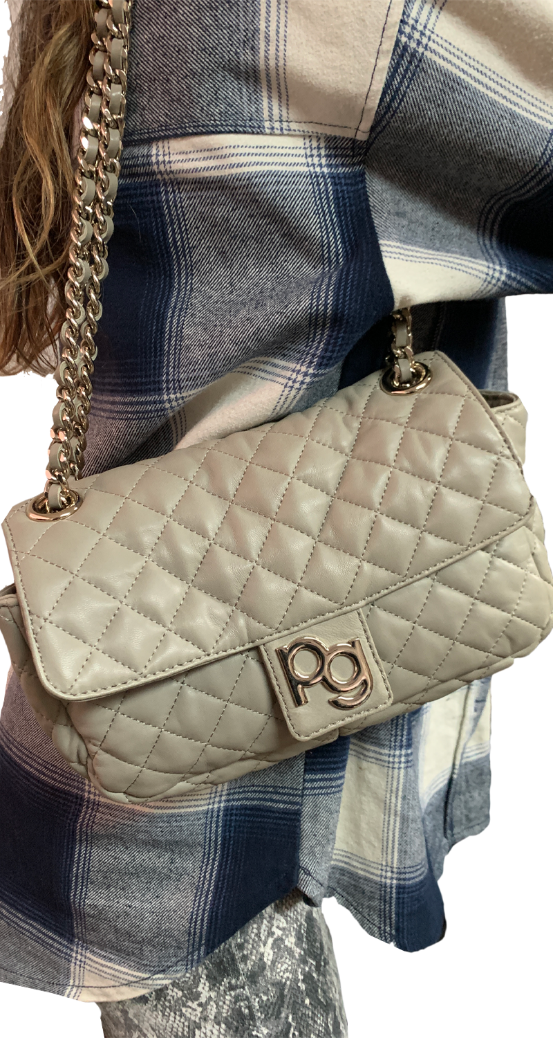 Bandolera Quilt Cadena Gris