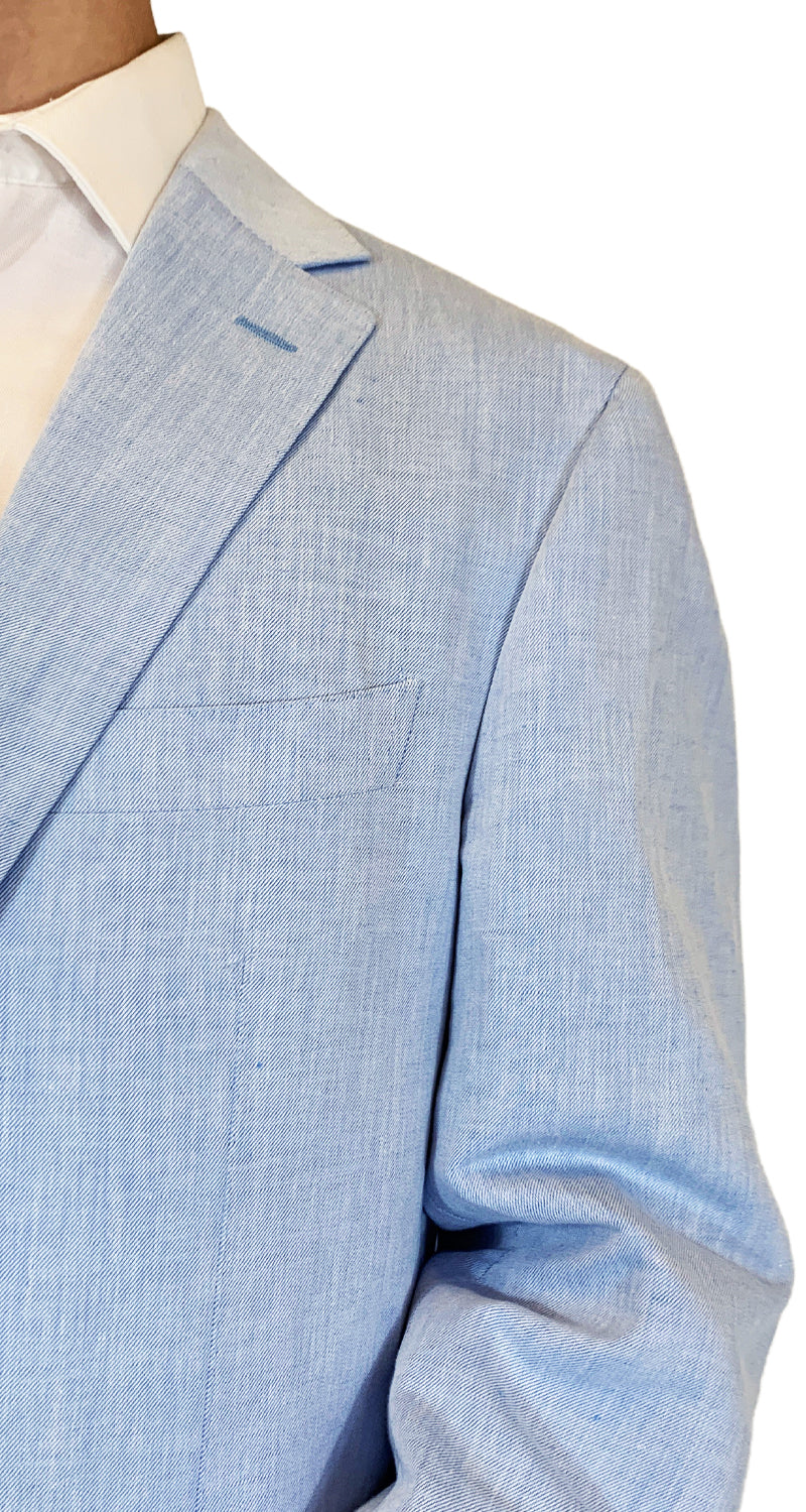 Traje Dos Piezas Celeste Lino