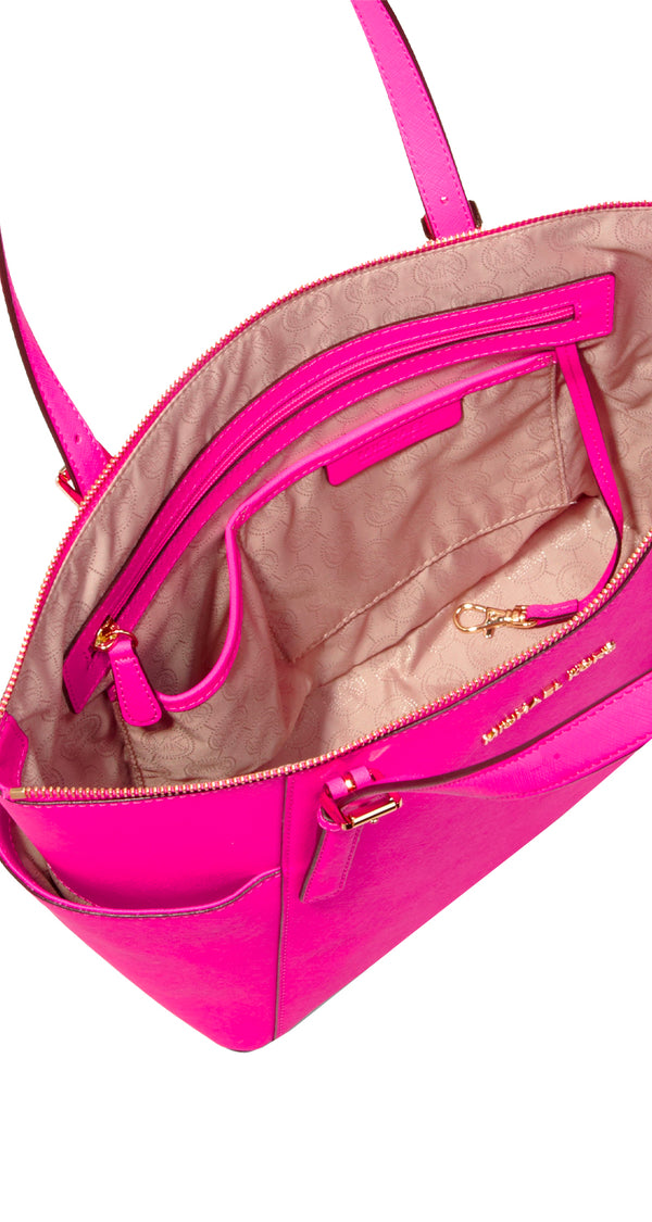 Jet Set Travel Tote Fucsia Zinnia Saffiano