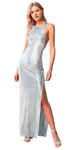 Silver Metallic Maxi Dress