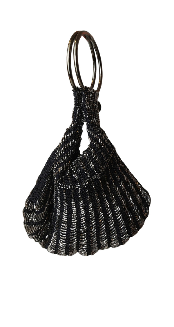 Mini Bolso Bordado Argollas Negro