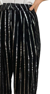 Pantalón Palazzo Stripes Negro Lurex Weili Zheng by Magma