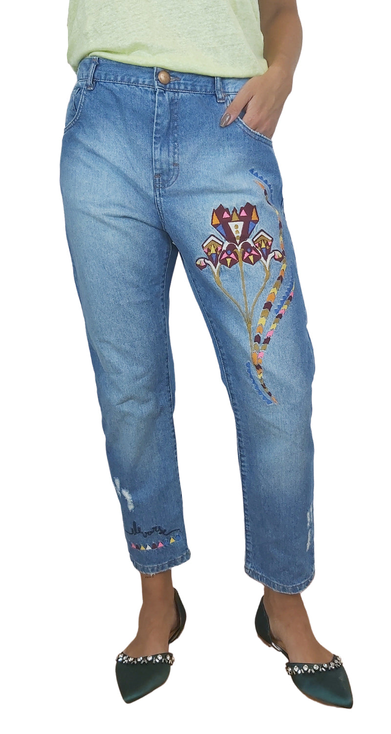 Jeans Rectos Bordados