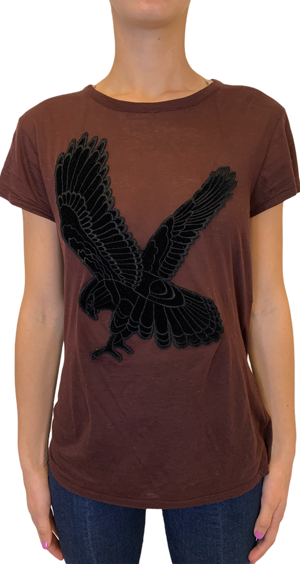 Velvet Eagle Appliqué Cotton T-shirt
