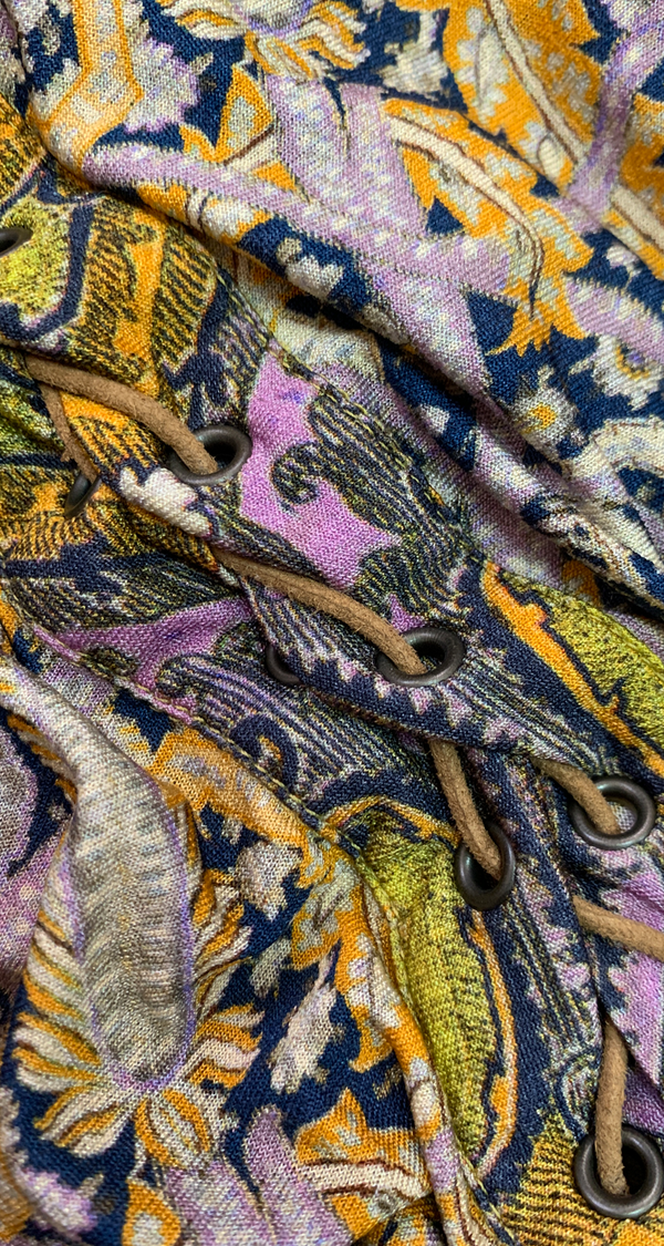 Blusa Multi Lace Up Paisley Print Multicolor