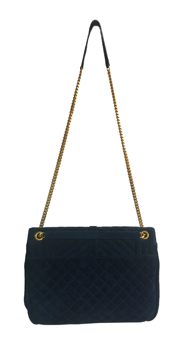 Navy Quilt Velvet Bag