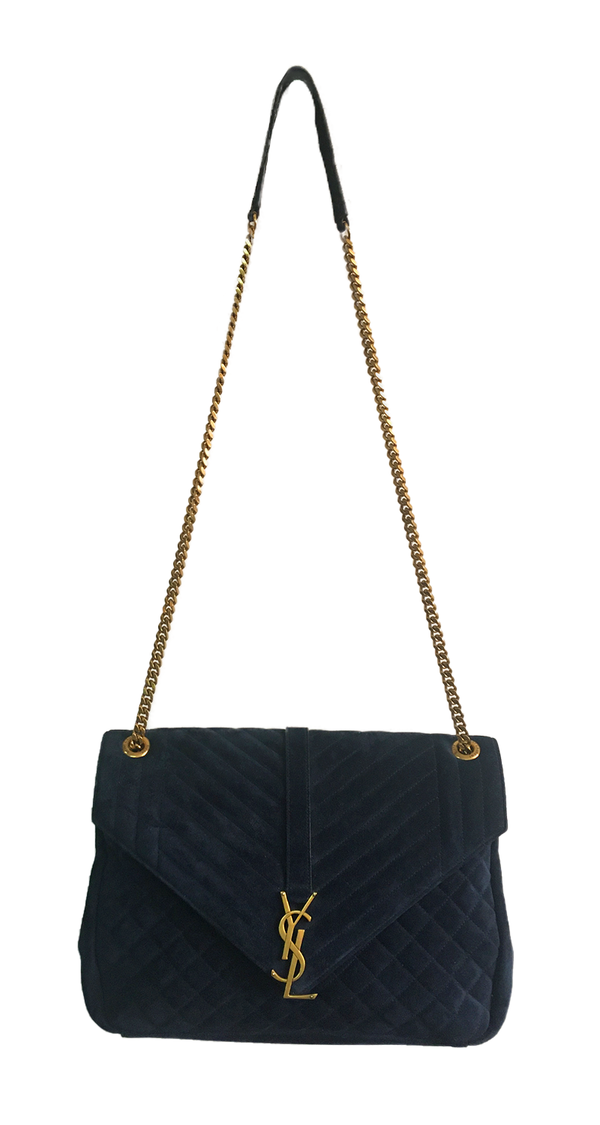 Navy Quilt Velvet Bag