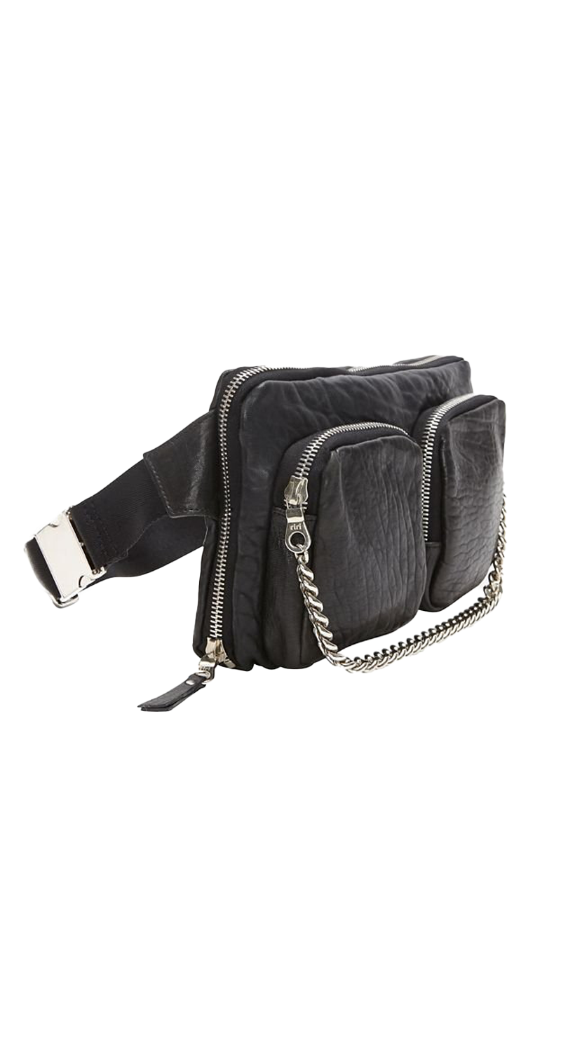 Zipper Detail Leather Fanny Pack