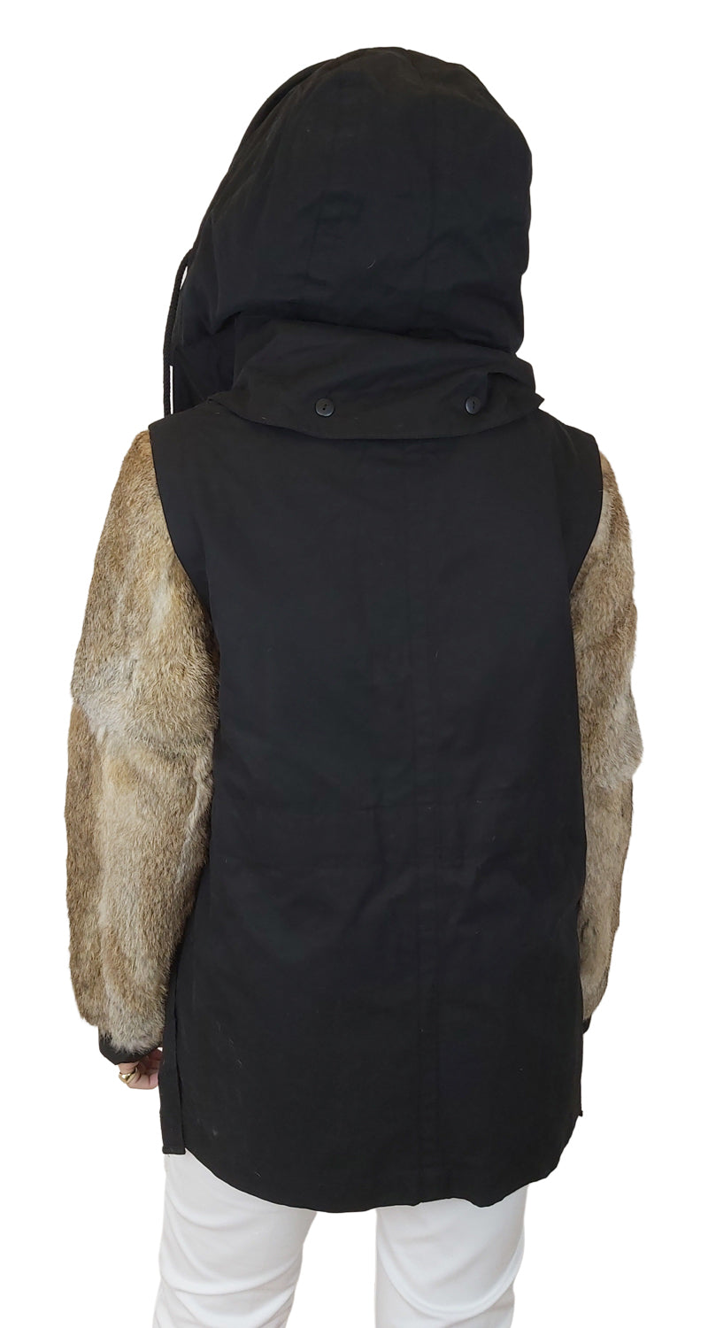 Chaquetón Pelo de Conejo Negro