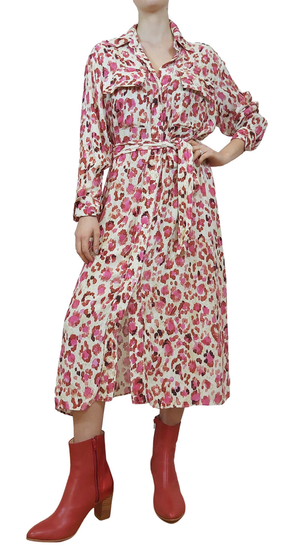 Maxi Vestido Animal Print Rosado