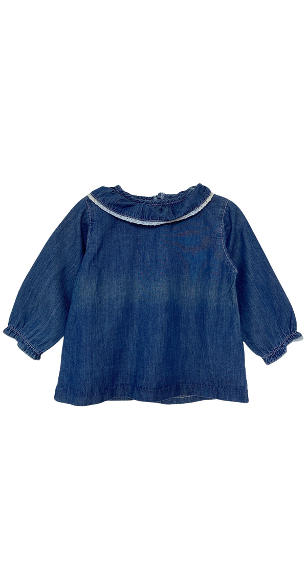 Blusa Denim Cuello Rodado