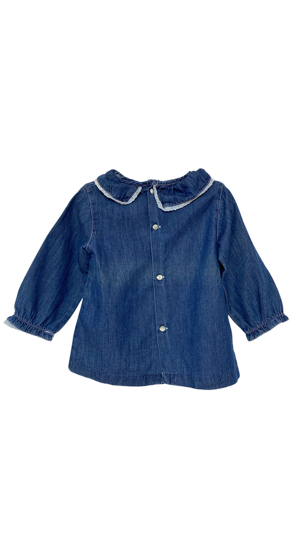 Blusa Denim Cuello Rodado