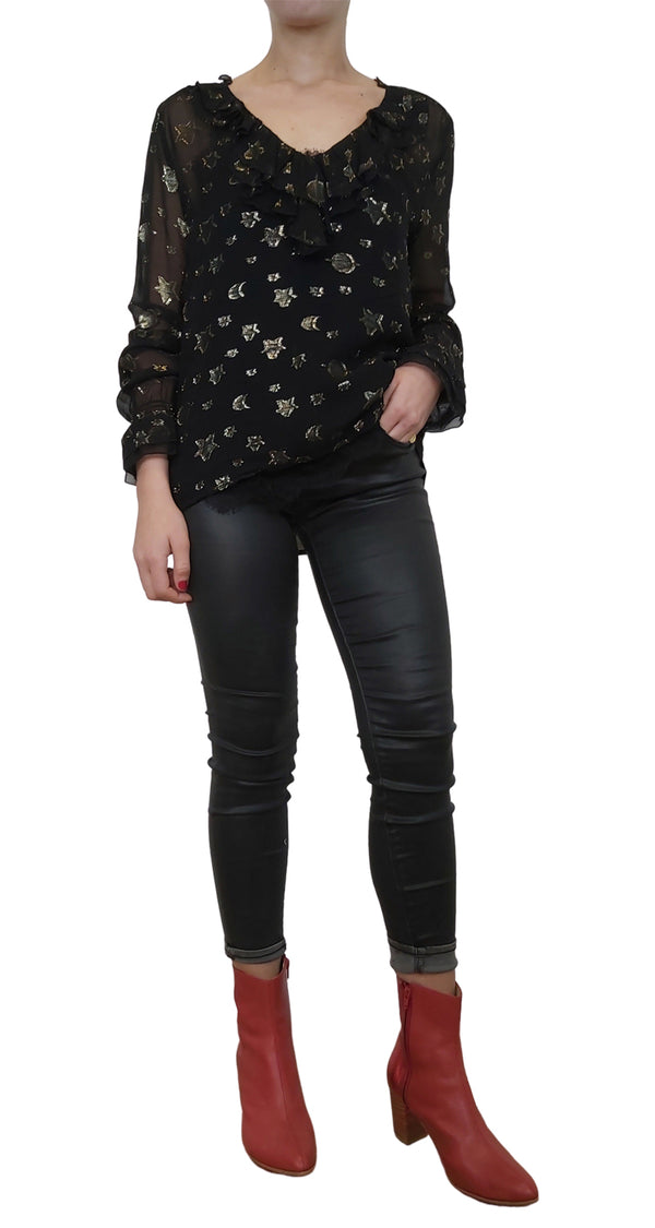 Blusa Estrellas Lurex Negro