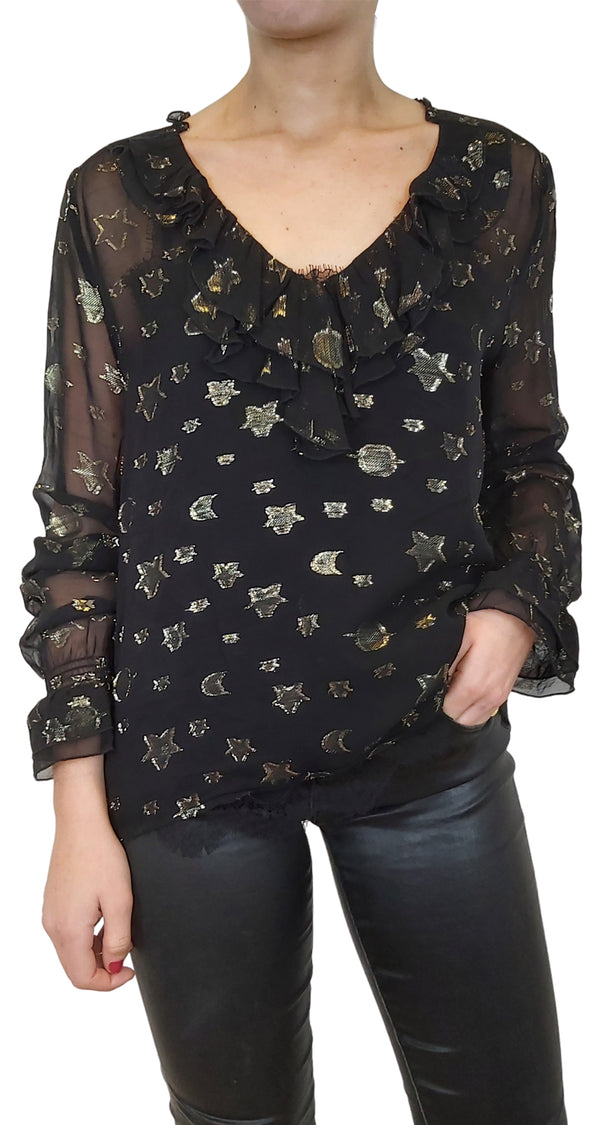 Blusa Estrellas Lurex Negro