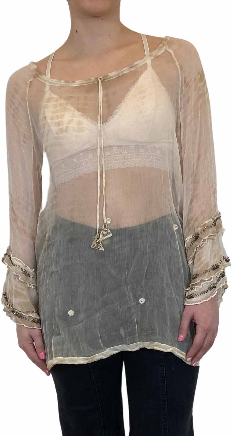 Blusa Transparente Beige
