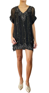 Vestido Negro Hilos Dorados