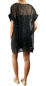 Vestido Negro Hilos Dorados