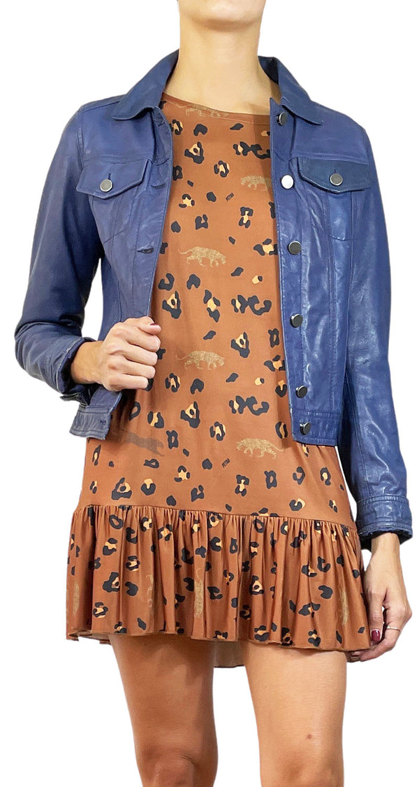 Chaqueta Cuero Azul
