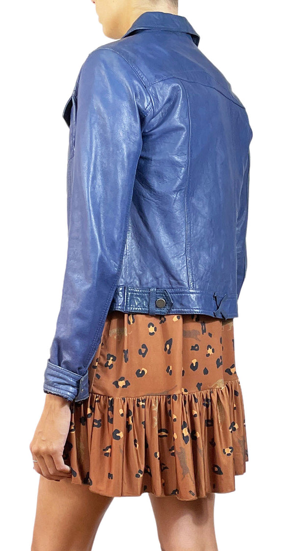 Chaqueta Cuero Azul