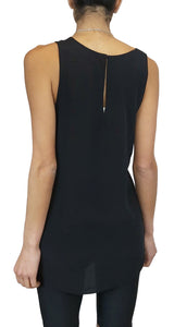Polera Negra Sin Mangas de Seda.