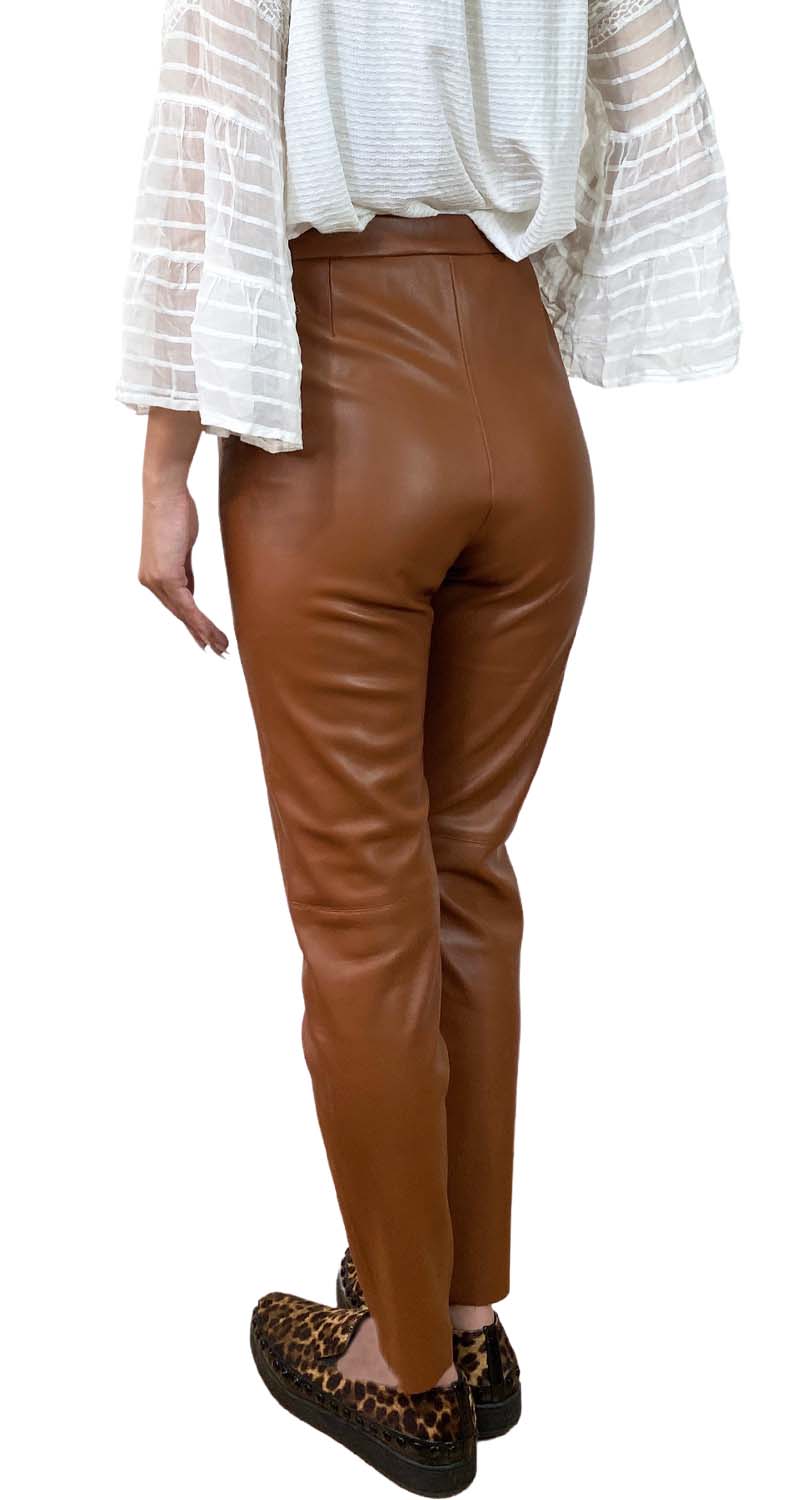 Cuero Cafe Pantalones De Cuero 2021 Pantalón Mila En Cuero
