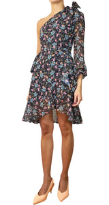 Vestido Floreado Un Hombro