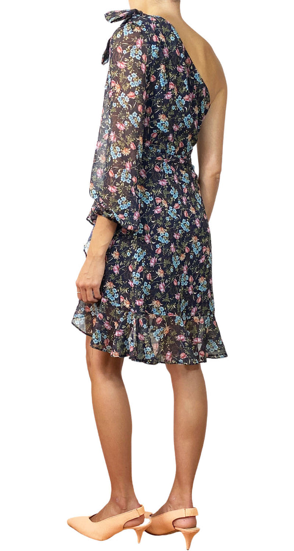 Vestido Floreado Un Hombro