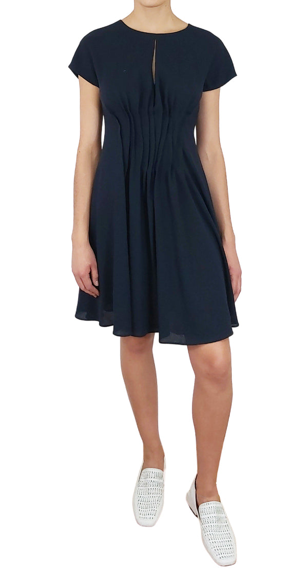 Vestido Mini Navy Lana Plisados