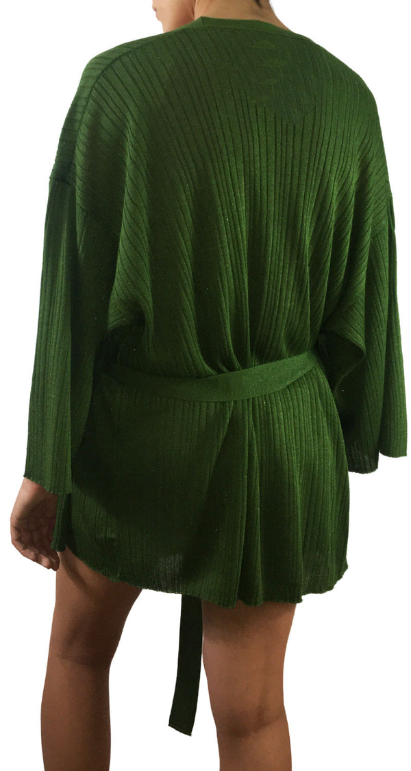 Cárdigan Con Cinturón Verde