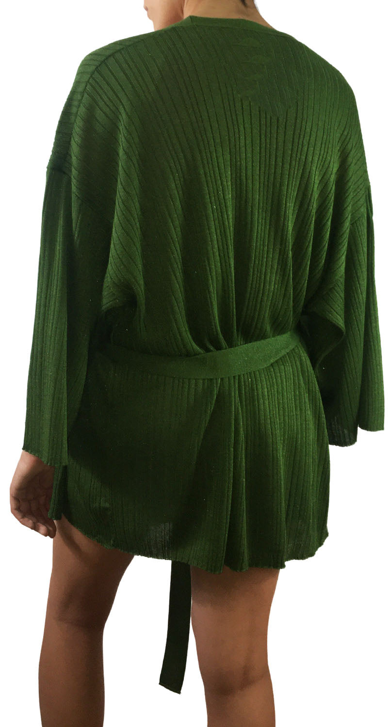 Cárdigan Con Cinturón Verde