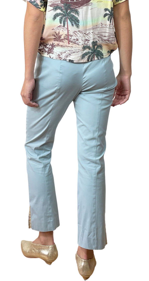 Pantalon Celeste Con Cinturon Cafe