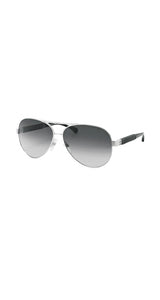 Anteojos Silver / Black Aviator Quilting Leather 4195-Q